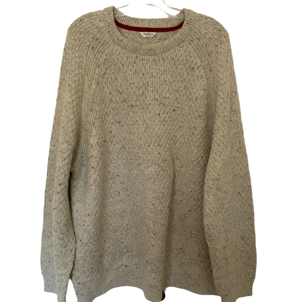 Wind River Oatmeal Fleck Cotton Blend Knit Cabin Country Crew Neck Sweater- 2XL